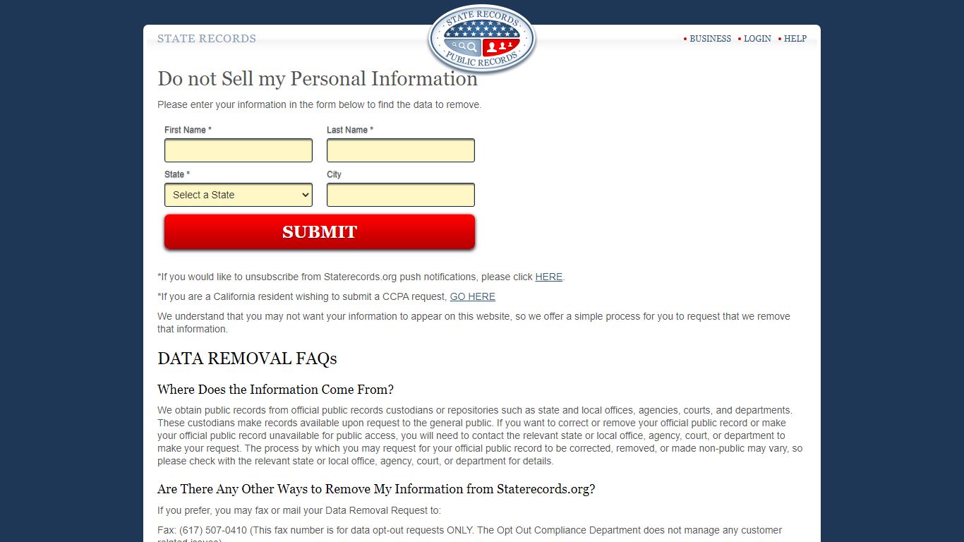 Optout | StateRecords.org